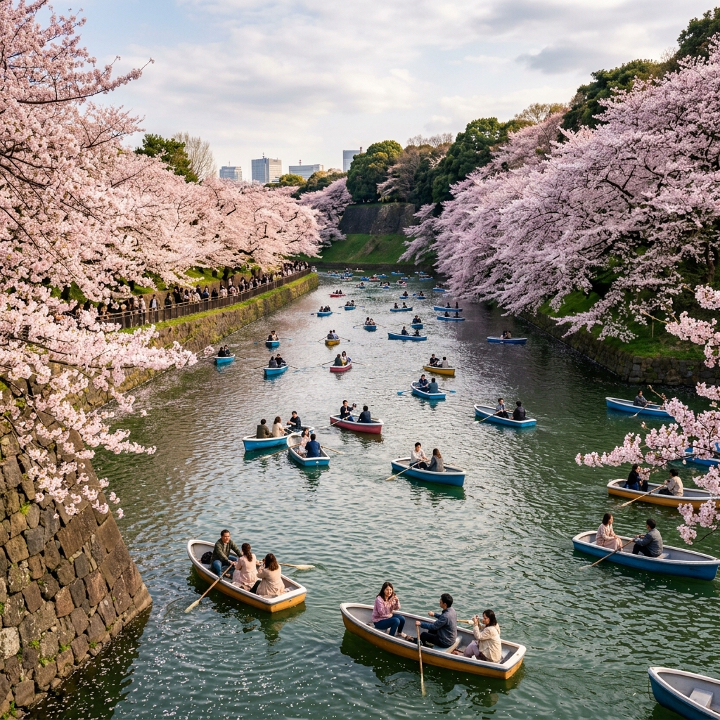 千鳥ヶ淵：お堀を彩る桜のトンネル。ボートから眺める春の絶景